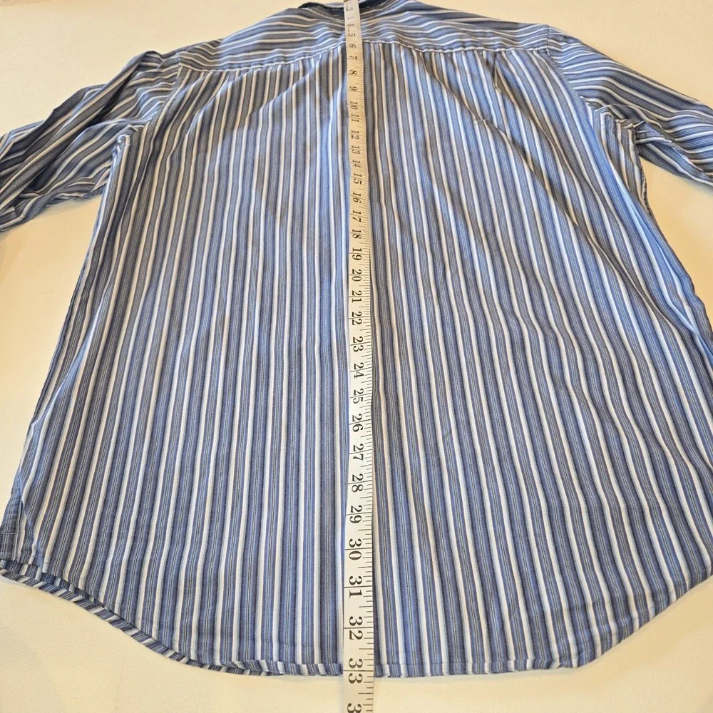 Banana Republic Button Down Shirt Men Medium Blue Striped 100% Cotton Maauritius